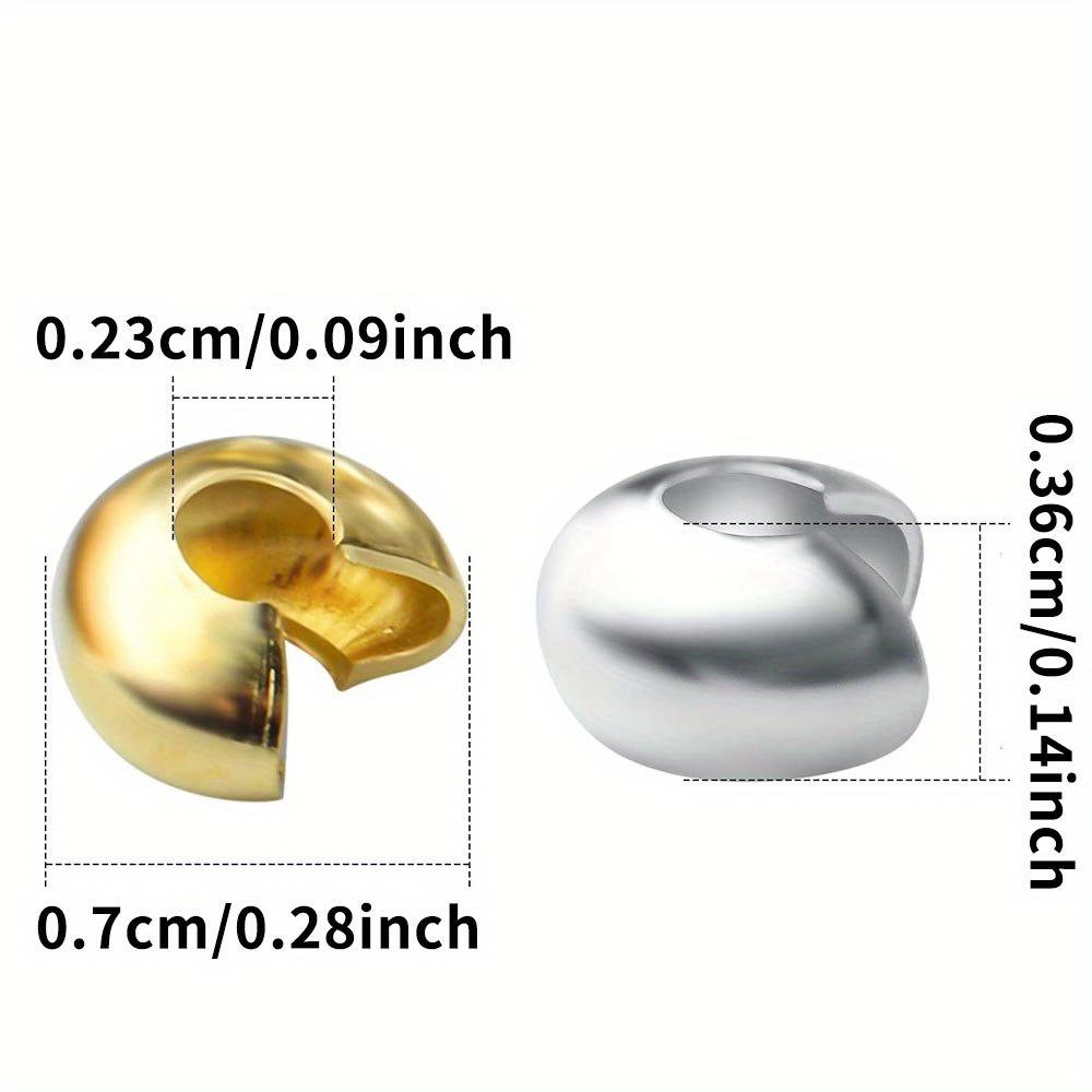 10/30/50pcs 6mm Brass Crimping Bead Cap Jewelry Making Accessories, Semi-circular Opening Tube Bead Joint Jewelry Making Cap