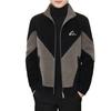 Men Full Zipper Casual Jacket Color Matching Stand Collar Long Sleeve Knitting Coat