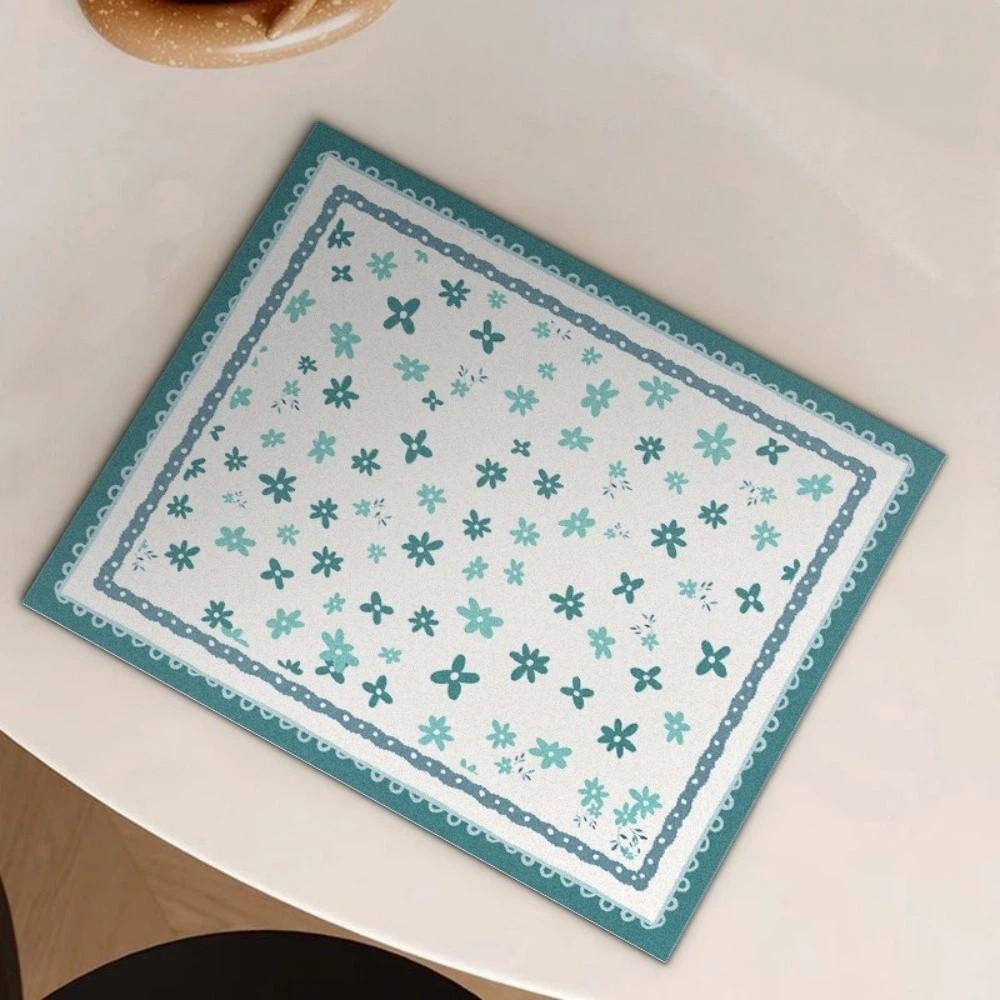 Quick Dry Rural Floral Dinner Mat Non-slip Kitchen Drain Mat Heat Insulation Mat Home Decor