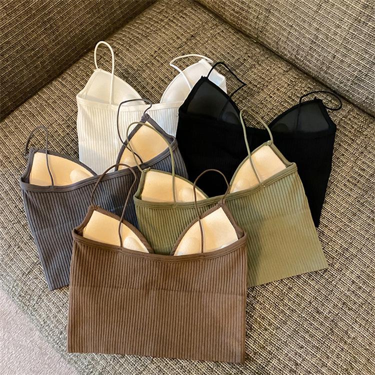 Women's Cross-Strap Backless Camisole with Built-in Pads - Slimming Inner Layer, No Bra Needed
