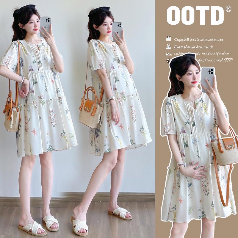 2025 New Arrival: Petite Puff Sleeve Loose Maternity Dress M