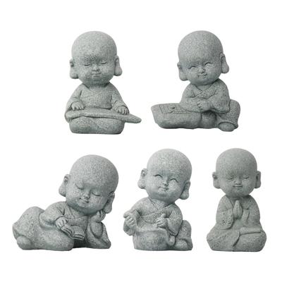 Cute Monk Buddha Statue Present Sculptures Resin Baby Monk Buddha Statue Monk Figurine for Garden Yoga Desktop Outdoor Decor
