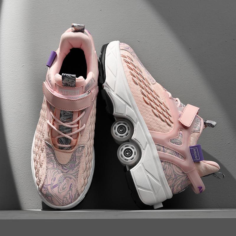 Transformable Dual-Use Roller Skates: 4-Wheel To Inline, Ice, & Walking Shoes