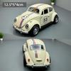1/36 Scale Die-Cast Beetle Model Car Retro Wind-Up Sound and Light Toy Opening Doors Realistic Car Children's Gift 