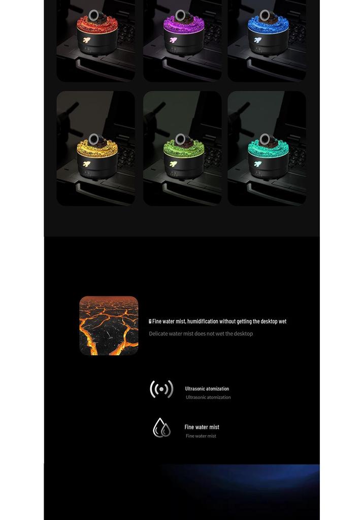 Creative Smokey Volcano Aroma Diffuser: Large Capacity Desktop Humidifier for Home or Bedroom