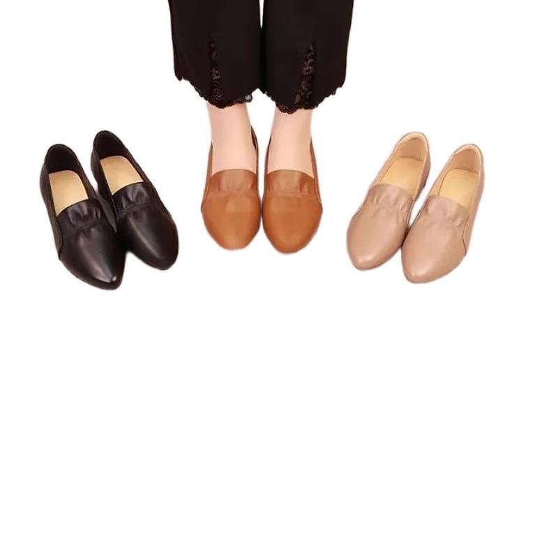 New Women's Pointed-toe Soft-soled Platform Leather Shoes, Versatile, One-piece Slip-on Shoes