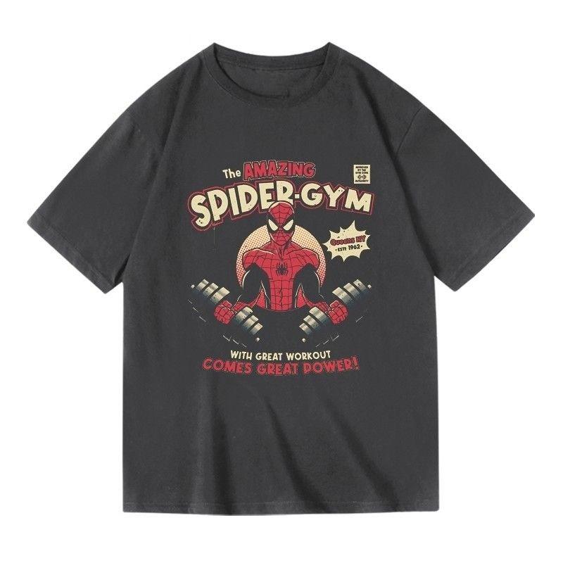 

Genuine High-quality Spider-Man Gym Fitness Workout Movie Casual Men s And Women s Same Short-sleeved TopJacket 4XL