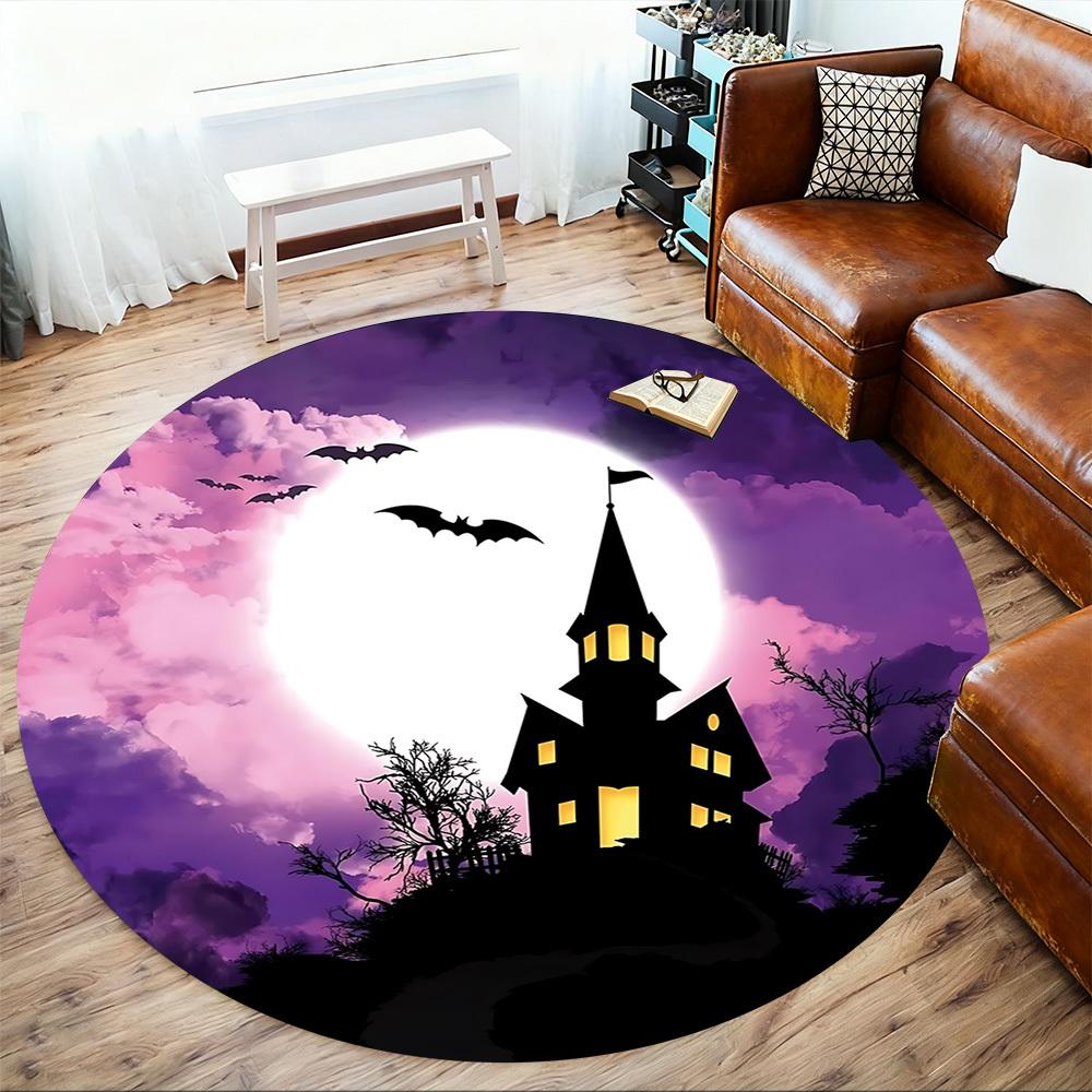 1pc haunted house moonlight Round Chair mat Area Rug - Non-Slip, Floor Mat for Office, Bedroom, and Indoor Decor c1125546