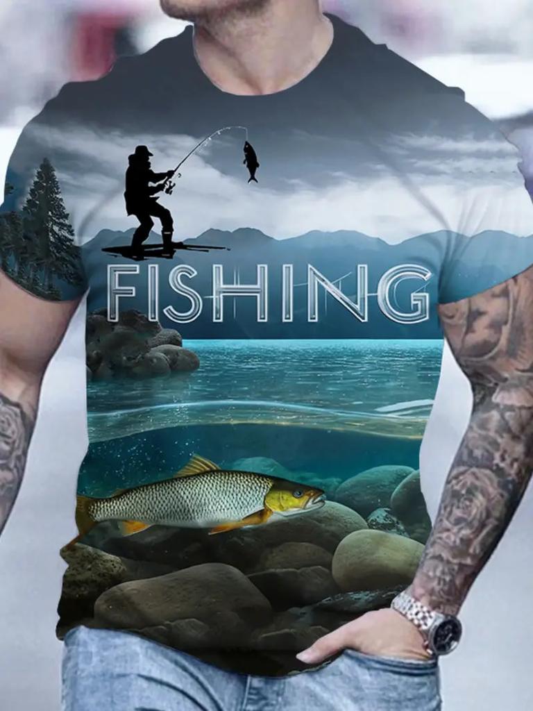 Fashion 3D Carp Fishing Men T-Shirt Fashion O-Neck Short-Sleeve Oversized T-Shirt Funny Tee Summer Streetwear Men Clothing Tops