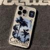 Fashion Coconut Tree Pattern Transparent Phone Case For iPhone 17 Air 16 16e 15 Pro Max 14 Plus 13 12 Mini 11 X XR 17 Air Cover