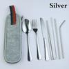 Dinnerware Travel Camping Cutlery Set Reusable Straw Spoon Fork Chopsticks Portable Case Multicolor Kitchen Tableware Tools