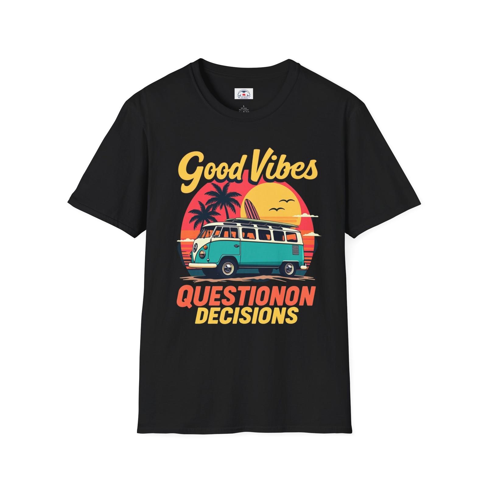 Good Vibes Unisex Softstyle TShirt Vintage Retro Beach Shirt Vacation Tee Camper M