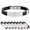 Bracelet Button Cuff Bracelet Stainless Steel Rubber Wristband Men's Women's New