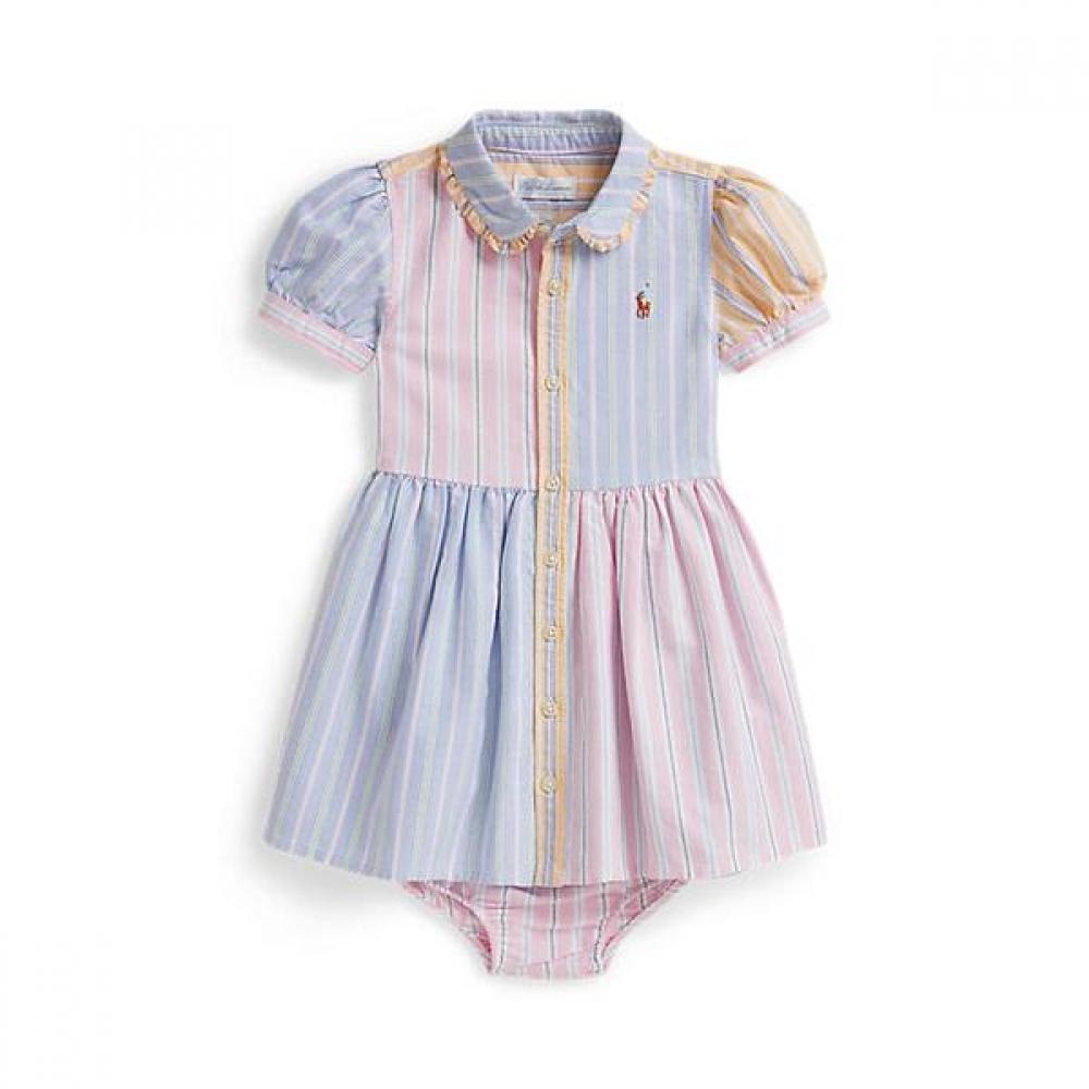 Polo Ralph Lauren Baby Girls Stripe Cotton Shirt Dress And Bloomer 12M
