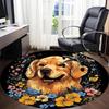 1pc Dog Floral Wreath Chair Carpet for Office, Round Non Slip Durable Large Size Office Carpet, Suitable for Office