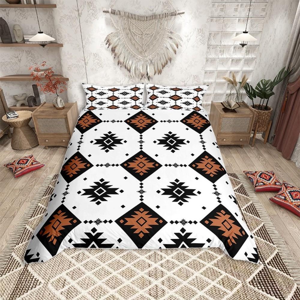 

Homewish Mandala Aztec Adult Duvet Cover Set,Tribal Hippie Stripes Abstract Bedding Set,Western Sheep Skull Bed Set DE XS 100x135cm 2pcs&set