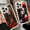 Phone Case for iPhone 17 Air 16E 15 16 Pro Max Catrina Beautiful Rose Girl Skull Cover 14 Plus 13 12 Mini Soft Shell Silicone Fu