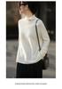 Women's Wool Pile Collar Sweater Base Layer: Solid Color, Long Sleeve, Split Hem - New Autumn/Winter Collection