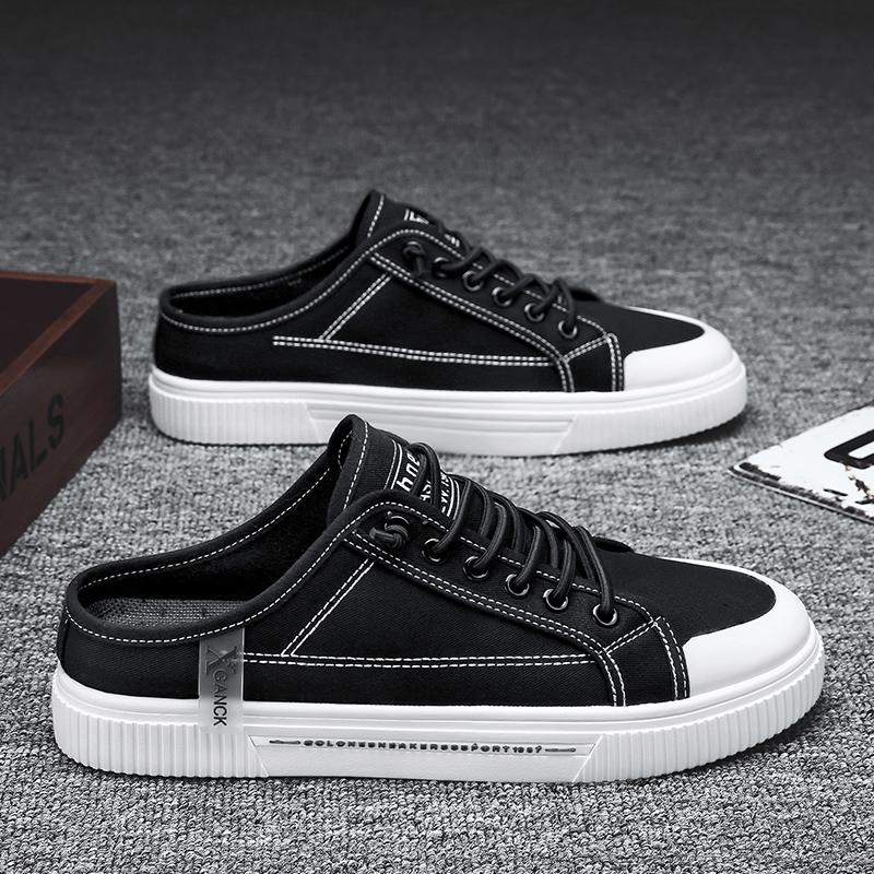 

Мода 2025 Новые Модные Черные Холщовые Туфли Классические Универсальные Плоские Полушлепанцы Удобные и Дышащие Кроссовки для Ленивых Мужчин 39