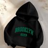 Warmer Kapuzenpullover für Jungen mit Fleece-Futter – „BROOKLYN USA“ Letter-Print – Lässiges Sport-Sweatshirt für Herbst/Winter