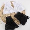 Women Short Arm Sleeves Lace Wrist Cuffs Bracelets Solid Black White Gloves Gothic Fingerless Gloves Bowknot  Glove