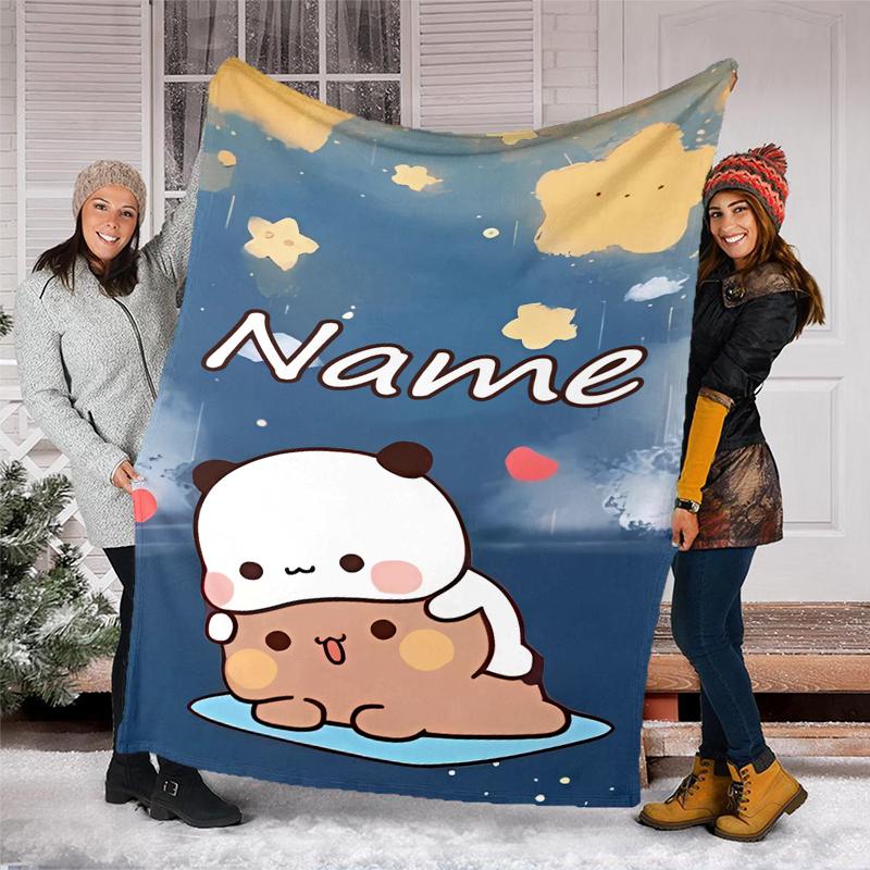 Personalized Custom Name Blanket - Bubu and Dudu Print Design,Blanket for Sofa,Bed,Travel,Camping - Soft and Warm, Great Gift