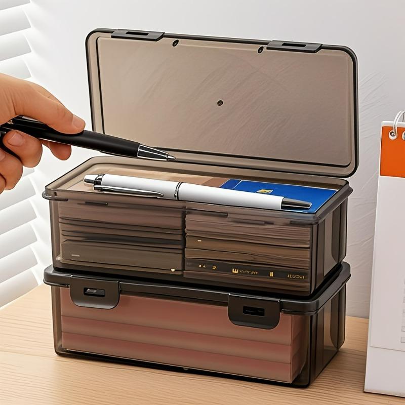 Schwarze Transparente Kunststoff-Aufbewahrungsbox mit Deckel für Stifte, Bleistifte, Marker, Schulbedarf & Büroorganisation, Schreibtisch-Organizer