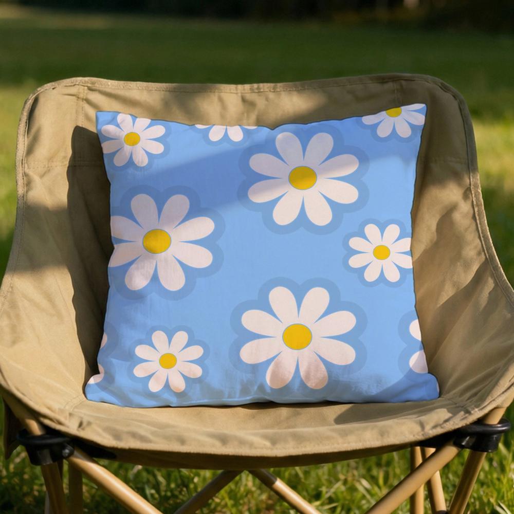 Romantic Daisy Print Spring Cushion Cover Soft Reversible  Durable Pillow Cover  MultiScene Use for Home  Car Daily Comfort