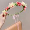 Girls Floral Hair Band Soft Fabric Flowers Headpiece Floral Hair Wreath For Kids Birthday Party Wedding Photo Prop