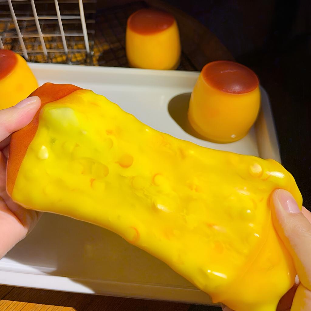 Pudding-Shaped Squeeze Ball Caramel Crunchy Handmade Squishy Portable Diy Fidget Accessory For Stress Relief & Cute Desk Play