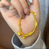 Women's Sand Gold Gourd Charm Beaded Bracelet - New Chinese Style, Retro National Design, Long-Lasting Color Retention