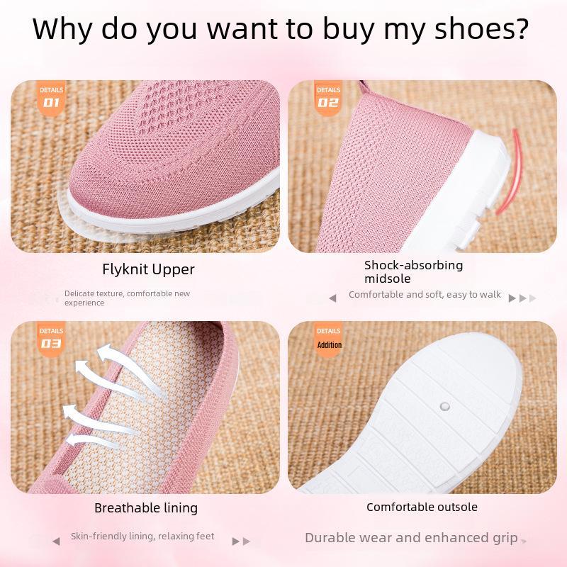 Damen 2025 Neue Alte Peking Stoffschuhe - Bequem, Weiche Sohle, Fliegendes Gewebe Freizeitschuhe für Mittelalte und Ältere