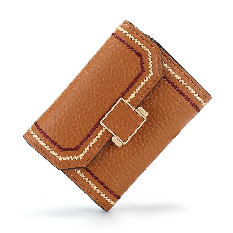

Customized model, fashionable Dali pattern first-layer cowhide organ, small INS card clip, tide sewing line, flip cover women s card bag. земля жовтий колір