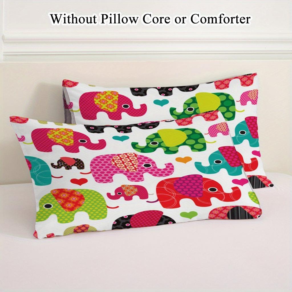 Colorful Elephant Bedding Set Soft Polyester Duvet Cover Set Quilt Cover With Pillowcase Bedroom Decor Birthday Gift Christmas