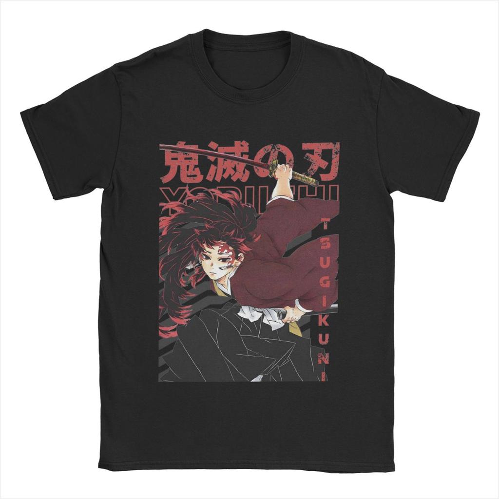Yoriichi Tsugikuni Demon Slayer T-skjorte Herre Ren Bomull T-skjorter Rund Hals T-skjorte Kort Ermet Klær Klassisk