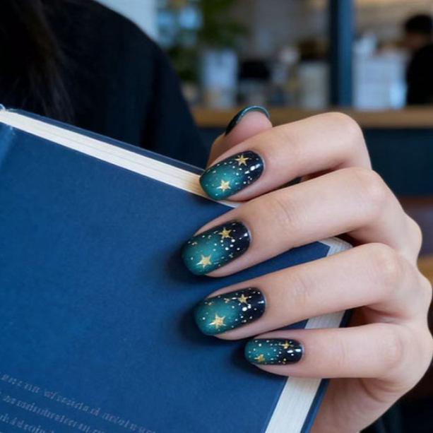 Manicure Starry Sky Meteor Nail Stickers - 24 Piece Set