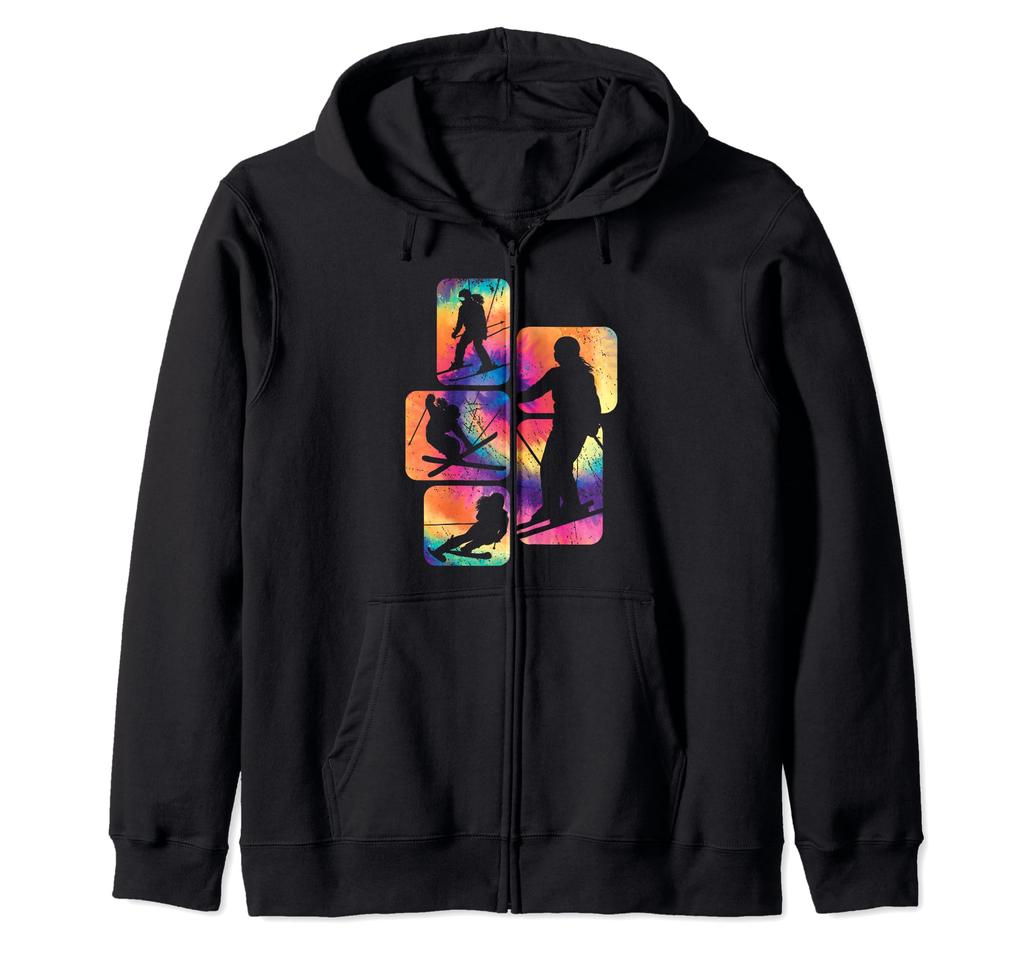 Retro Ski Gloves, Mountain Ski Instructor, Skier, Girls' Zip-Up Hoodie