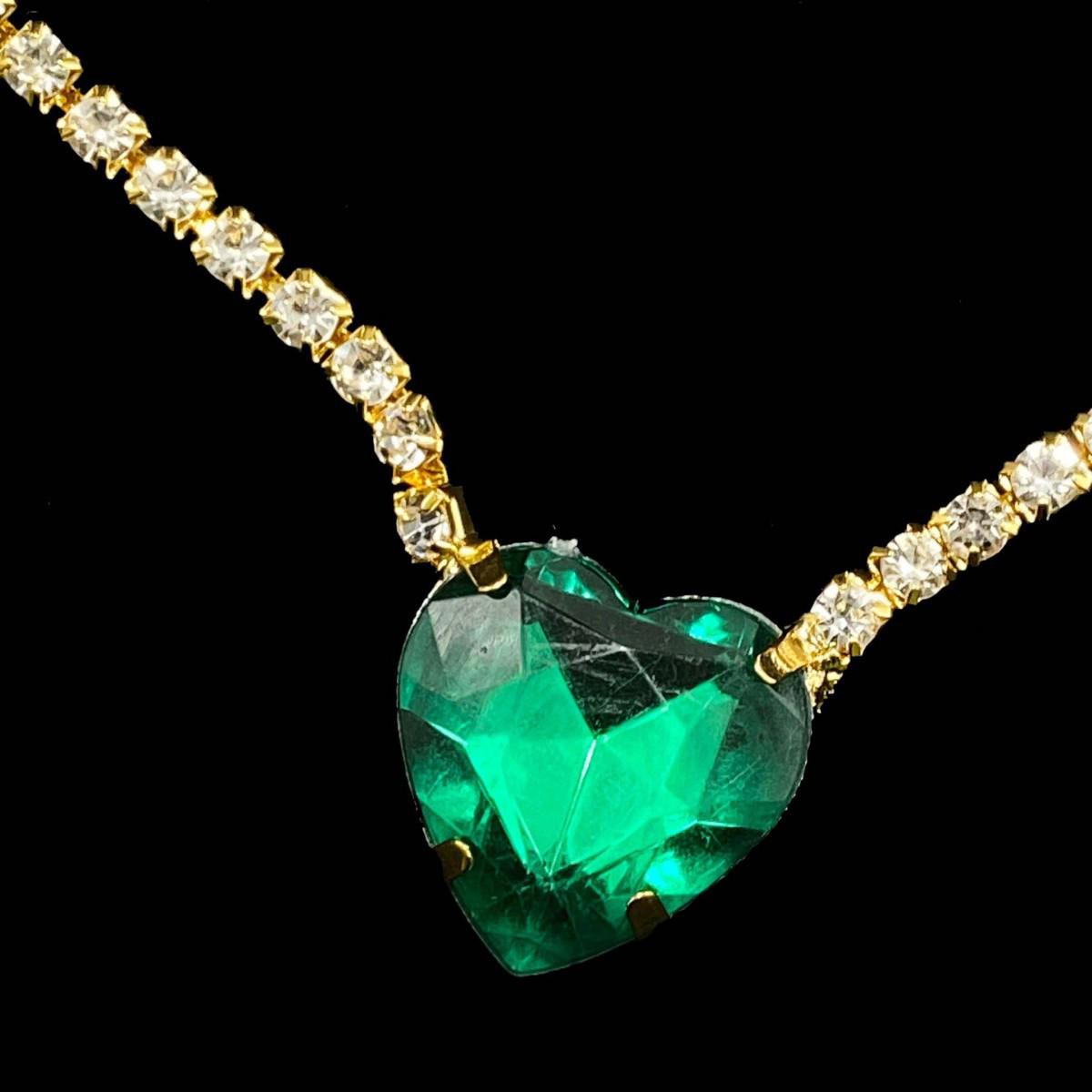 Emerald Heart Rhinestone Body Chain Belt for Women