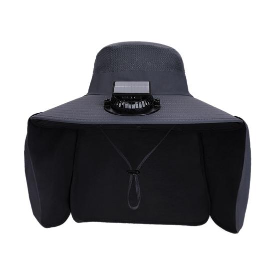Fan Hat Wide-Brimmed Shawl Fishing Hat with Dual-Power Fan Design