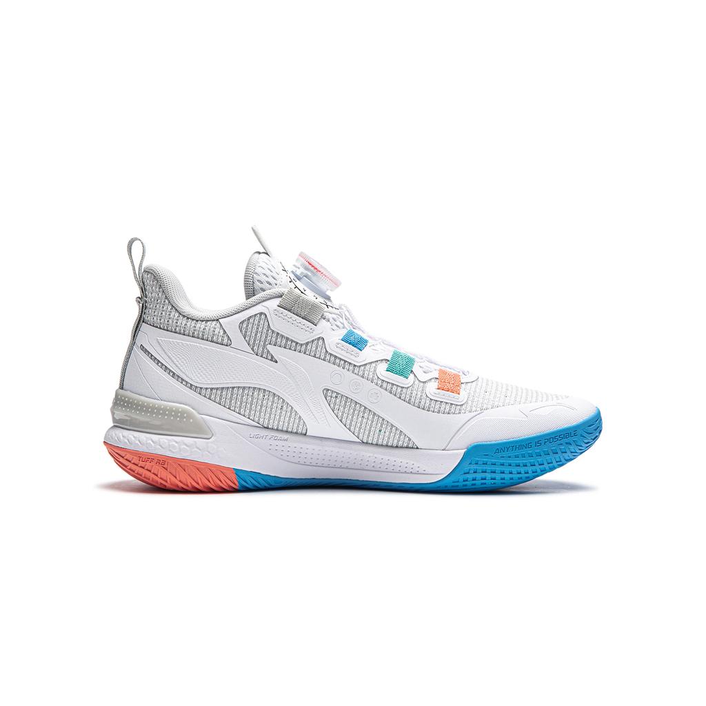 Li Ning Kids Fashion Non-Slip Rebound Basketball Shoes Kids Sneakers Standard-White YKBU064-5