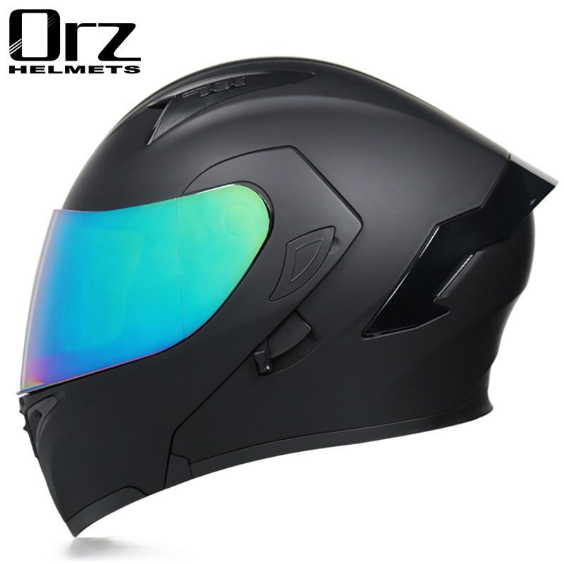 Full Face Motorcycle Helmet With Visor Flip-Up Men Women Adult ABS Safety Winter Riding Gear Gray Black