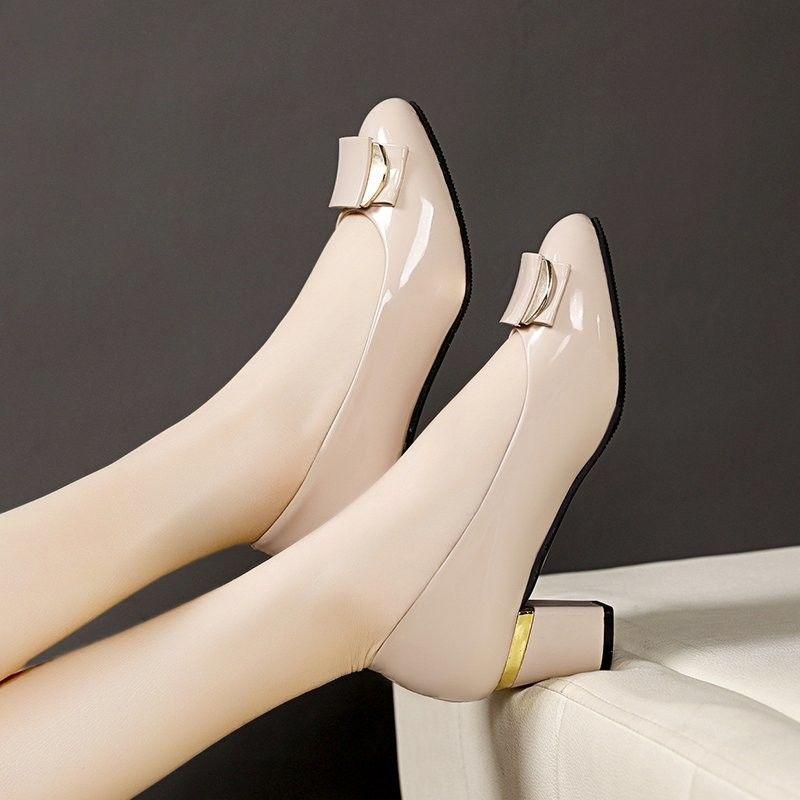 women fashion round toe black comfort spring & summer anti skid shoes zapatos de mujer lady cool white office heel shoes ga622
