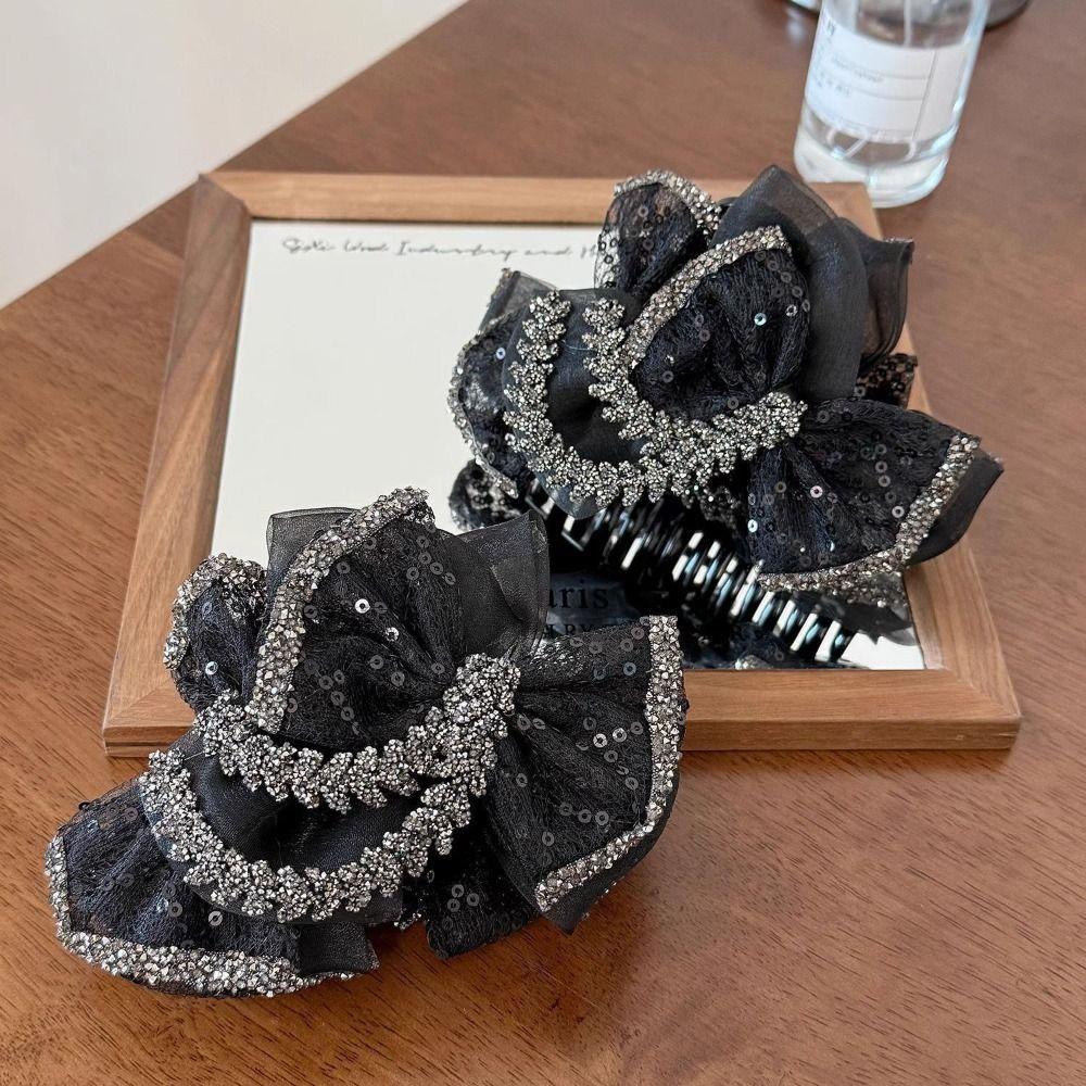 Shiny Hair Claw Bubble Bowknot Shark Clip Fashion Hairpin Grips  Updo