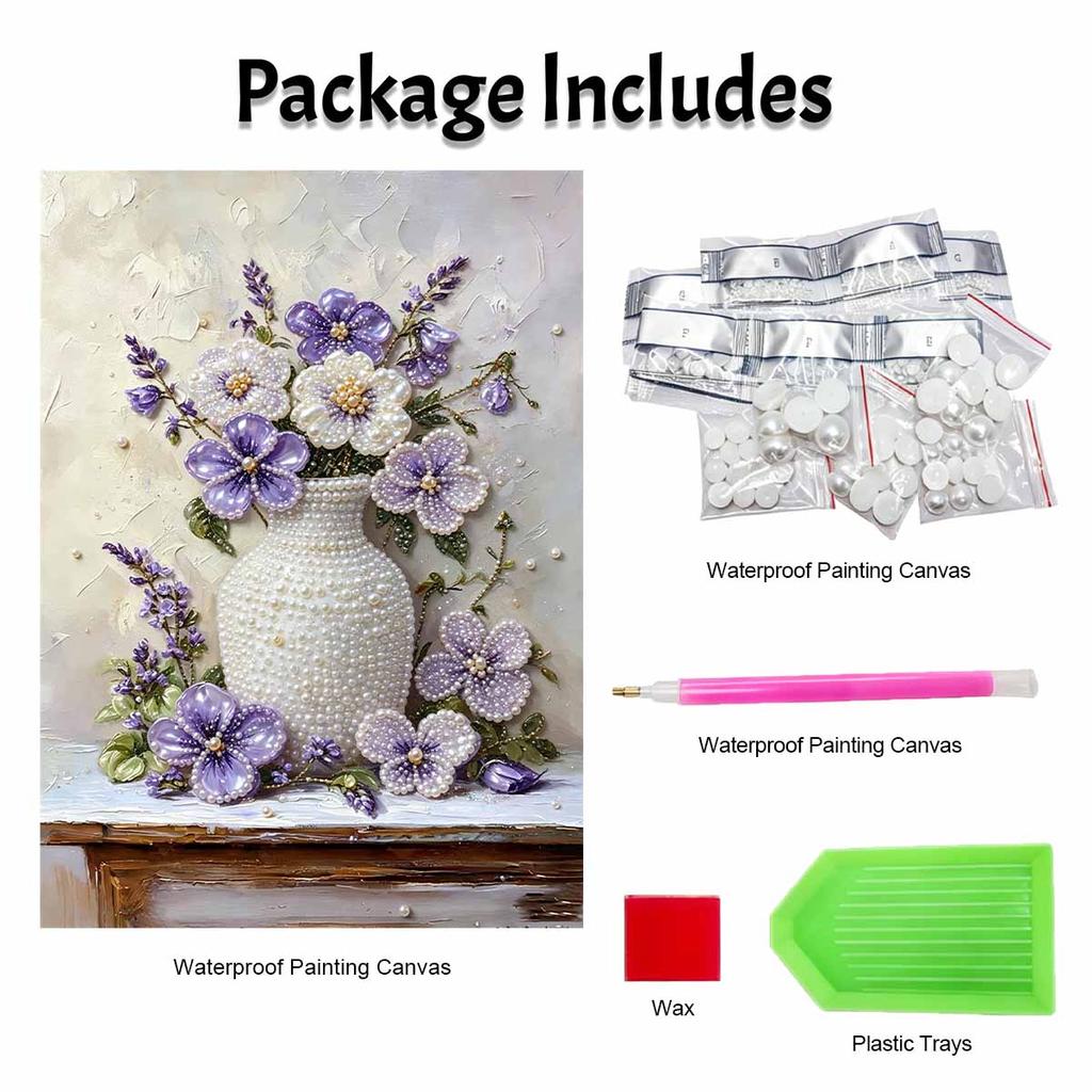 Purple Floral Vase Pearl Painting Set Pearl Art DIY Handmade Crafts Home Wall Decoration