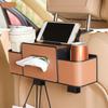 Back Seat Car Organizer Car Storage Box Organizer with Tissue Dispenser Dual Cup Holders Phone Pocket Water-resistant for Suv