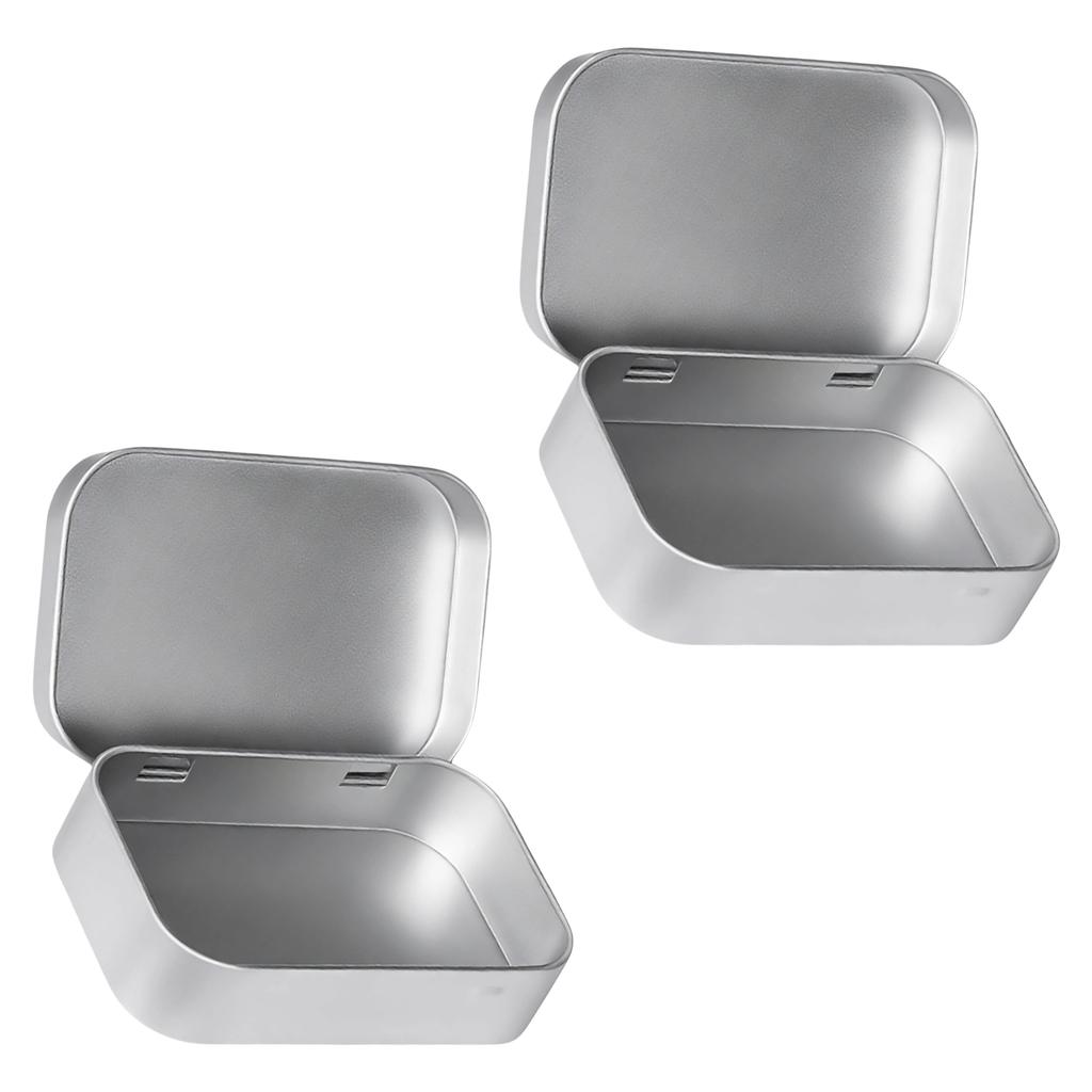 Flips Top Storage Tin Boxes Sturdy Iron Organizers Containers for Home Office 2 Pieces Set