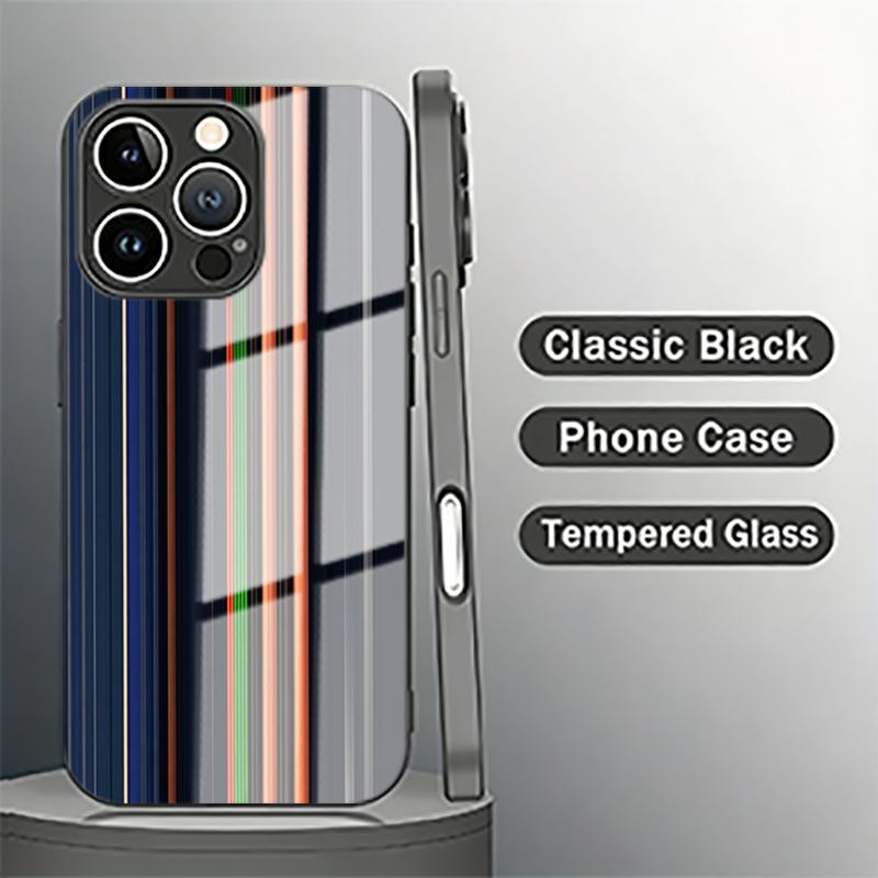 Colorful Vertical Bar Tempered Glass Phone Case for iPhone 17 Pro Max 13 12 11 Pro 16 15 14 Plus X XS XR 7 8 SE2 16E 17Air Cover