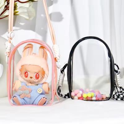 Protect Case for 15cm Labubu Cotton Doll Shoulder PVC Storage Dustproof Bag