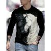 T-shirt da uomo Cavallo al galoppo Grafica Stampa 3D Moda Manica lunga Girocollo Unisex Maglietta Casual Estate Personalità Top da uomo