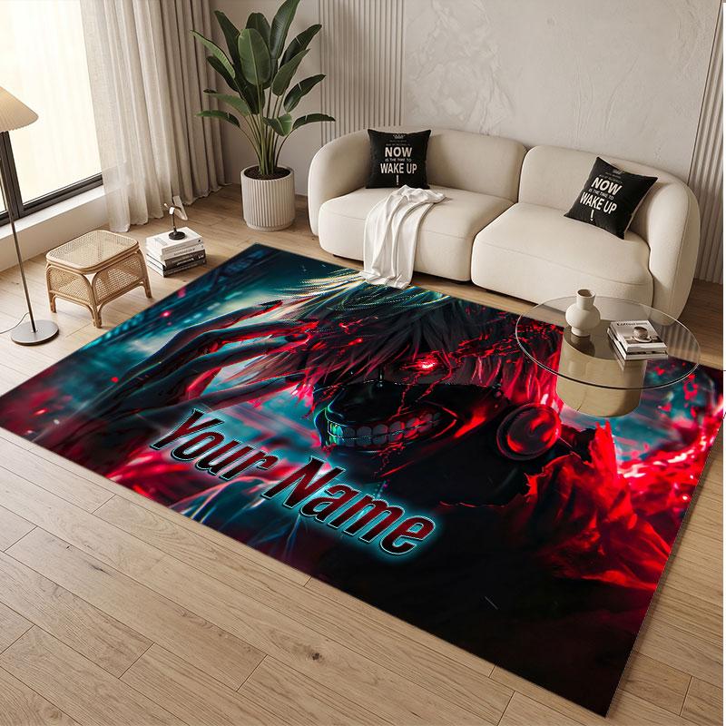 Custom Name Crystal Velvet Rug,Tokyo Ghoul Comfortable Anti Slip Floor Mat For Room Decoration